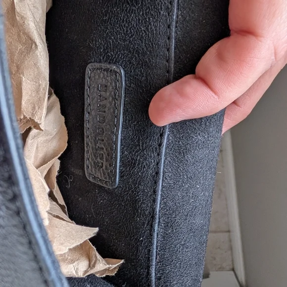 🖤EUC Bandolier Shay Genuine Pebble Leather Shoulder Mini Bag, Black & Gold - Picture 12 of 16